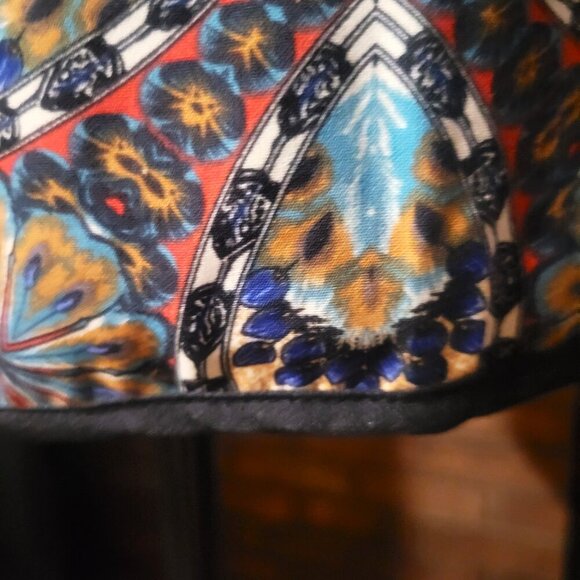 One Clothing 70s Retro Blue Multi-Colored Patterned Round Neck Dress - Size S - Picture 7 of 14